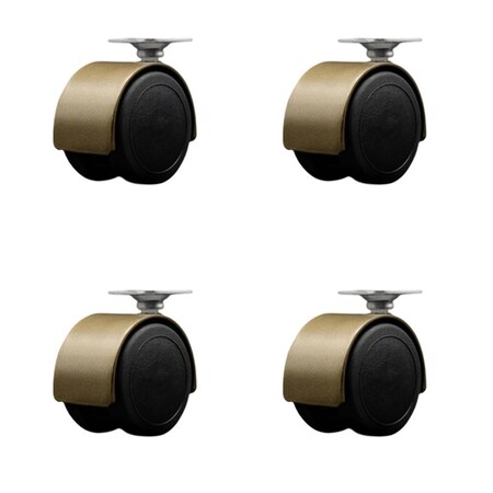 Service Caster 2'' Floor Safe Antique Hooded Twin Wheel Caster Top Plate , 4PK SCC-TP02S50D-NYU-WA-4